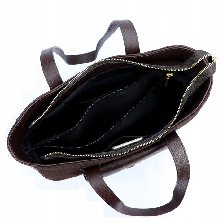 Torebka skórzana zamszowa A4 Gregorio shopper klasyczna 1729 ciemny brąz