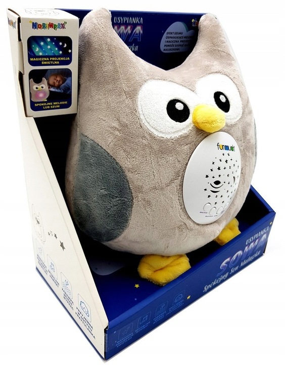 Sowa przytulanka z pozytywka projektorem MIŚ Projektor kołysanki USYPIACZ