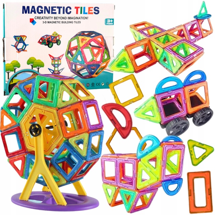 KLOCKI MAGNETYCZNE Zestaw 72 elementy Panele Figury 3D