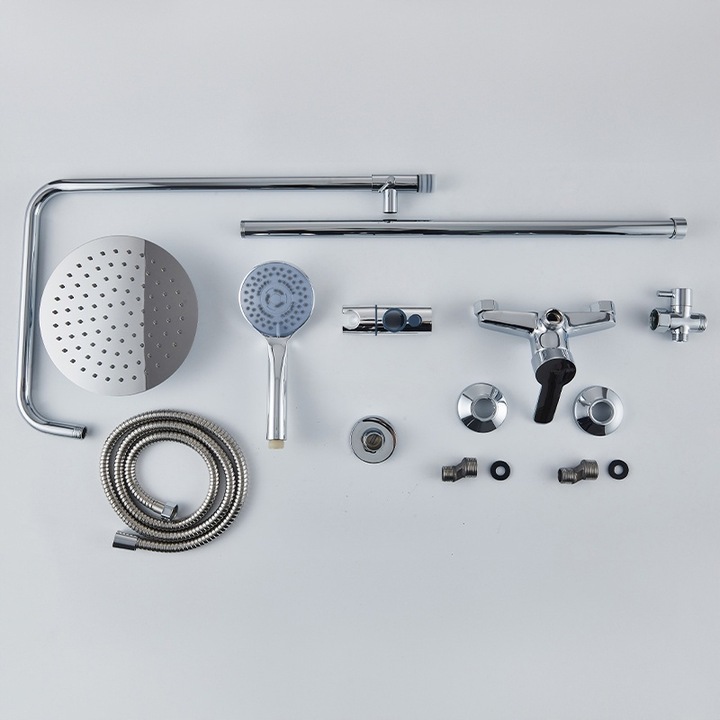 BATERIA PRYSZNICOWA ŁAZIENKOWA ŚCIENNA ZESTAW Z DESZCZOWNICĄ HAVANA CHROM