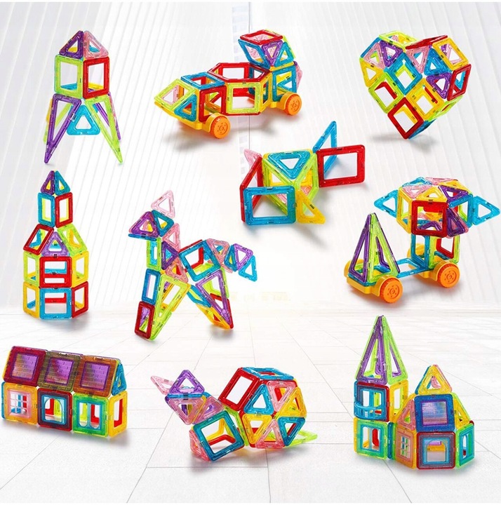 ZESTAW DUŻE KLOCKI MAGNETYCZNE KONSTRUKCYJNE 3D PANELE MAGNETIC TILES 45
