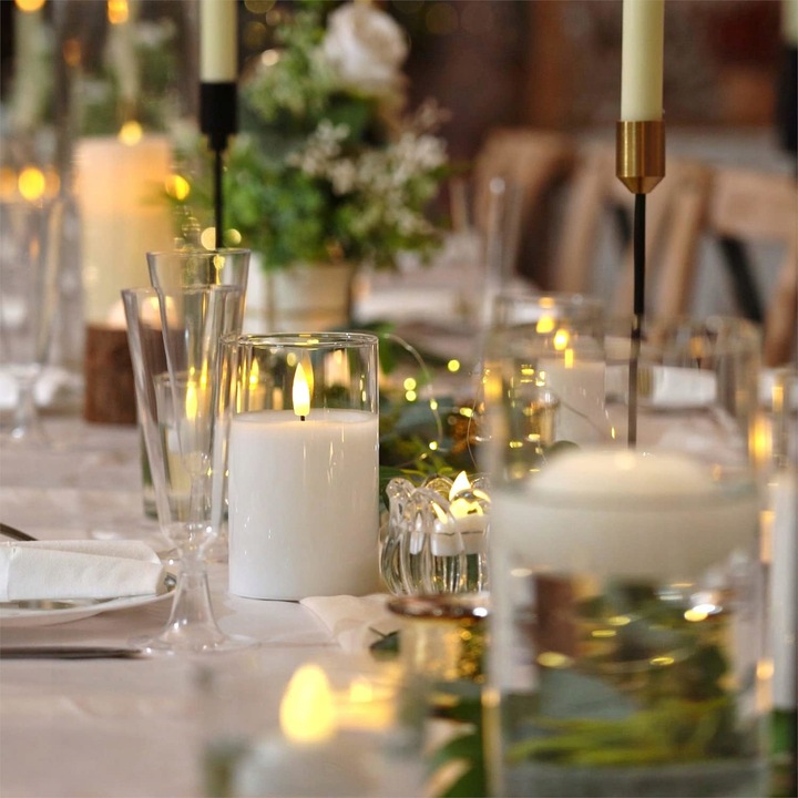 3 ŚWIECE ŚWIECZKI OZDOBNE LED SZKŁO DEKORACYJNE ŚWIĄTECZNE + PILOT