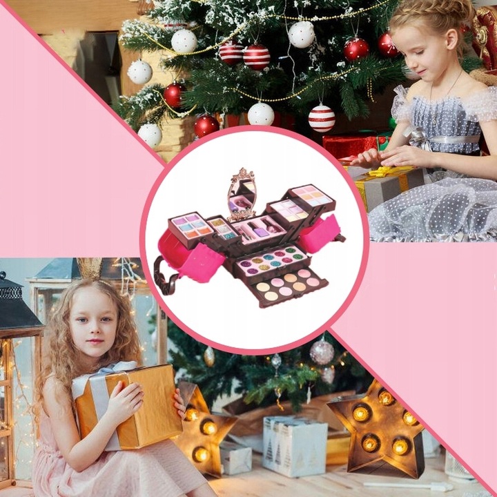 ZESTAW KOSMETYKÓW DO MAKIJAŻU I PAZNOKCI KUFEREK MAKE UP PREZENT DLA DZIECI