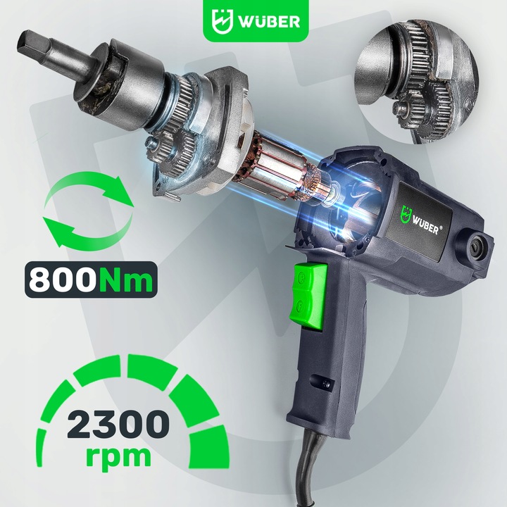 KLUCZ UDAROWY DO KÓŁ ELEKTRYCZNY 2200W 800Nm 1/2" MOCNY Z ZESTAWEM NASADEK