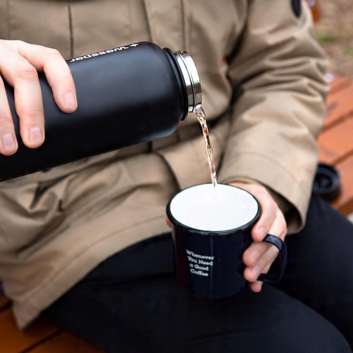 BUTELKA TERMICZNA WESSPER KUBEK TERMICZNY ZE SŁOMKĄ STAL NIERDZEWNA 1000 ml