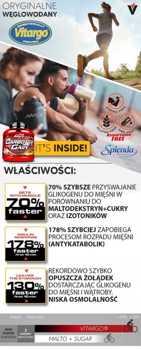 Amix CarboJet Gain 1000g masówka mass gainer mutant MEGA jakość białko WPC