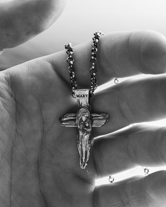 Srebrny krzyż VIRGIN MARY with BABY JESUS