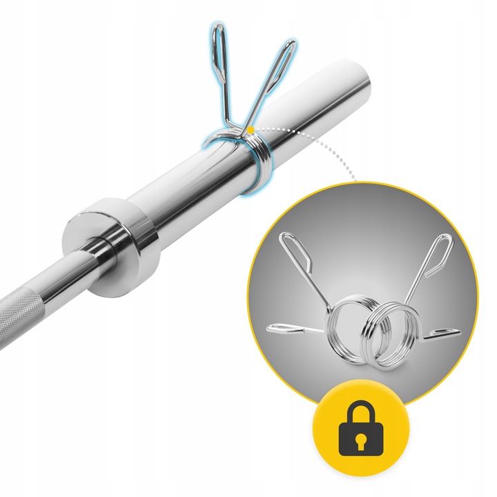 GRYF OLIMPIJSKI PROSTY STALOWY CHROMOWANY SZTANGA DO TRENINGU 220 cm 50 mm