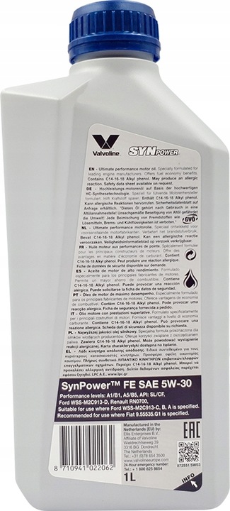 Olej silnikowy Valvoline SYNPOWER FE 1 l 5W-30