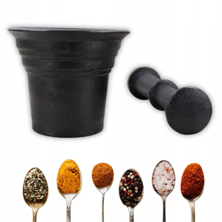 MOŹDZIERZ ŻELIWNY KUCHENNY Z TŁUCZKIEM DO PRZYPRAW ZIÓŁ TŁUCZEK UBIJAK