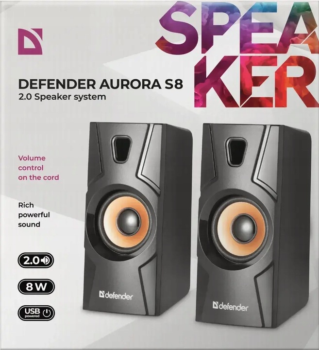 Głośnik Defender Aurora S8 8W 2 szti (system akustyczny 2.0) czarny x6
