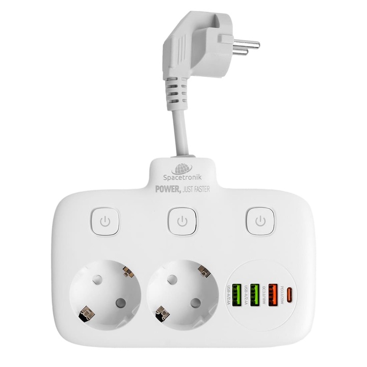 Listwa Zasilająca Przedłużacz Krótki Złodziejka z Ładowarką 4x USB PD 2500W