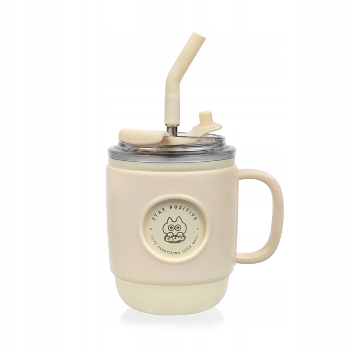 Kubek Termiczny ze Słomką Casno Booker 450 ml Biały