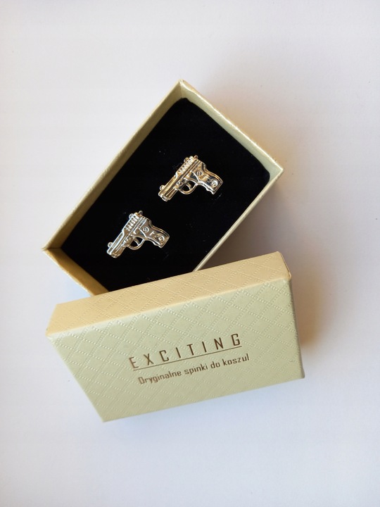 Spinki do mankietów EXC Pistolet Srebrny Stalowy