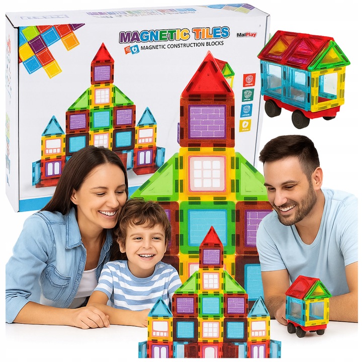 ZESTAW DUŻE KLOCKI MAGNETYCZNE KONSTRUKCYJNE 3D PANELE MAGNETIC TILES 45