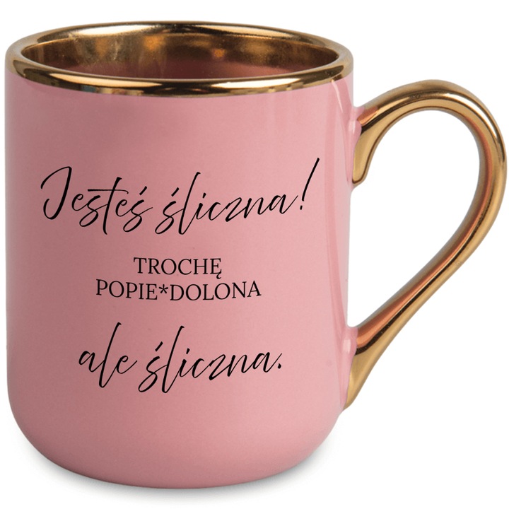 KUBEK RÓŻ ELEGANT PREZENT DLA KOLEŻANKI TT VIRAL DO PRACY JESTEŚ ŚLICZNA WZ