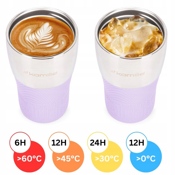 KUBEK TERMICZNY stalowy TERMOS do kawy herbaty szczelny KAMILLE 320ml