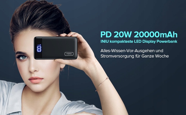 INIU kompaktowy powerbank 20000mAh Dual 3A USB-C do telefonu komórkowego
