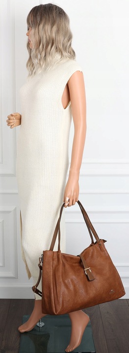 Torebka Damska listonoszka Shopperka na ramię pojemna CH3319 Brązowa