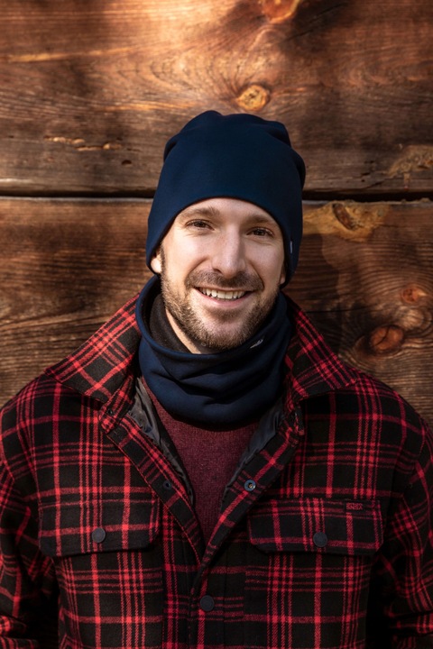 Czapka zimowa męska na polarze Granatowa