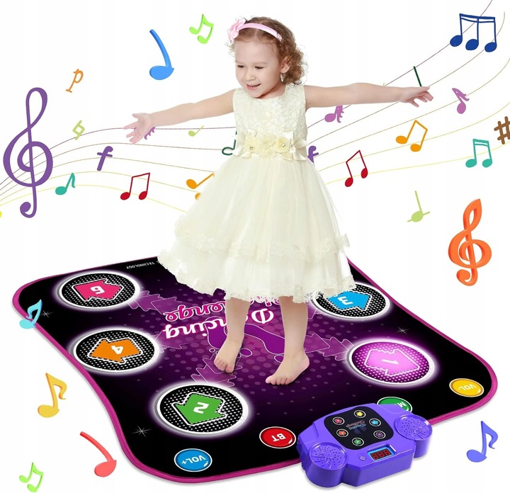 MATA DO TAŃCA DLA DZIECI MUZYKA BLUETOOTH 6 STRZAŁEK ŚWIETLNYCH LED