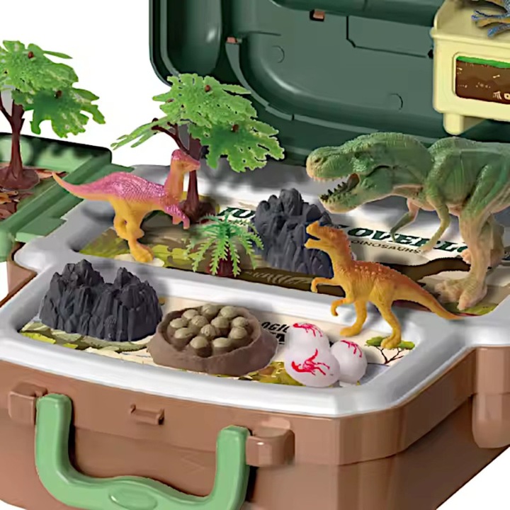 DINOZAURY W PLECAKU T-REX FIGURKI DINO ZESTAW ODKRYWCY ZABAWKA PREZENT