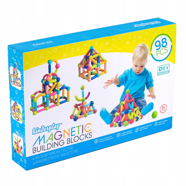DUŻE KLOCKI MAGNETYCZNE KONSTRUKCYJNE EDUKACYJNE STICKS PATYCZKI XXL 98 ele