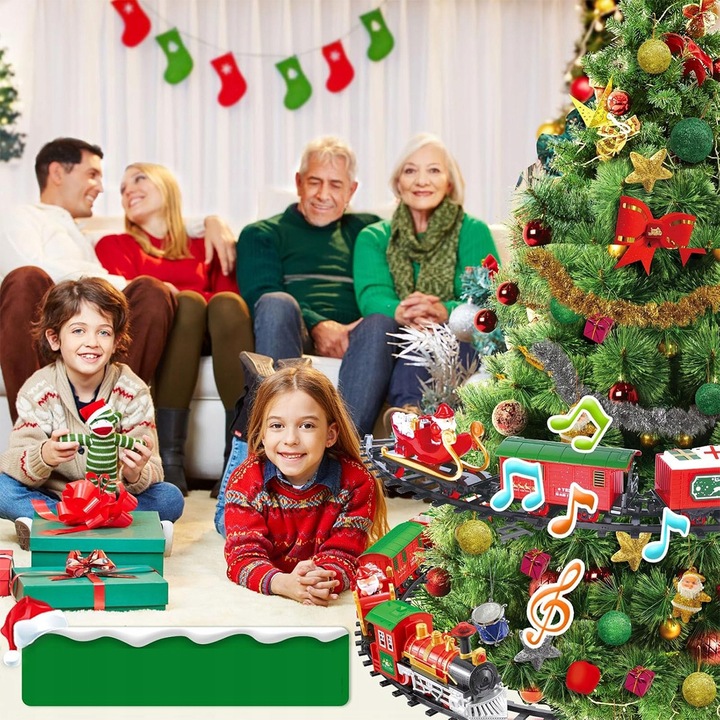 Pociąg świąteczny oświetlenie dźwięk KOLEJKA tory Lokomotywa + 4 wagony