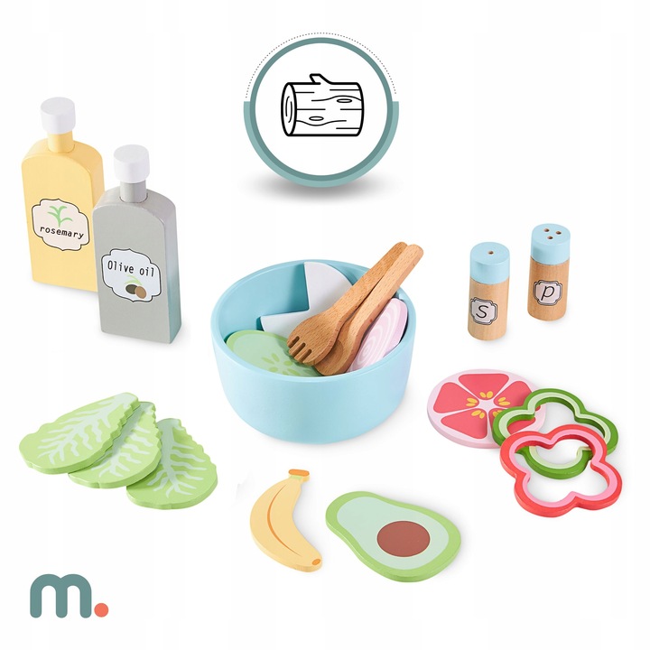 DUŻA DREWNIANA KUCHNIA INTERAKTYWNA XXXXL Z OŚWIETLENIEM LED - 50 ELEMENTÓW