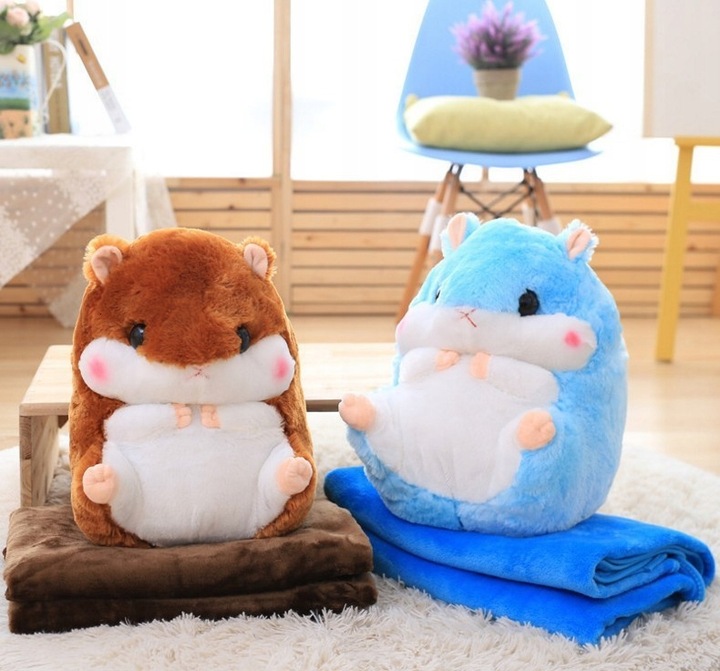 CHOMIK PLUSZOWY PRZYTULANKA PLUSZAK MIŚ PODUSZKA Z KOCEM MASKOTKA DUŻY 40CM