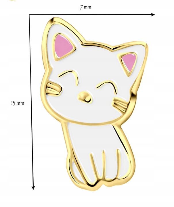 KOLCZYKI SREBRNE DLA DZIEWCZYNKI DZIECI WKRĘTKI SREBRO 925 KOTEK ZŁOTE