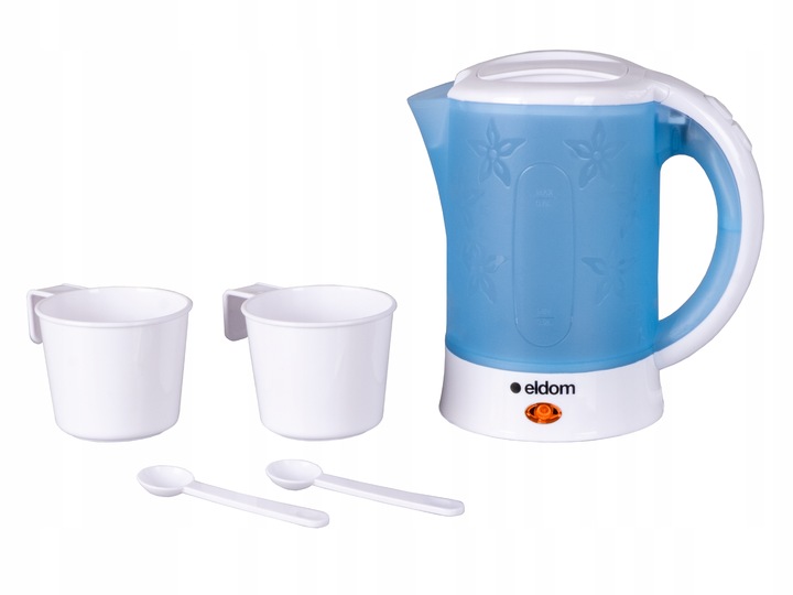 Czajnik elektryczny turystyczny 650W Eldom 0,6L mały podróżny plus 2 kubki