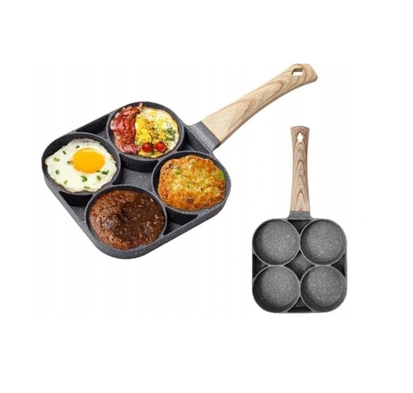 Patelnia do jajek i placków Rossner 4 OTWORY 18 cm granitowa