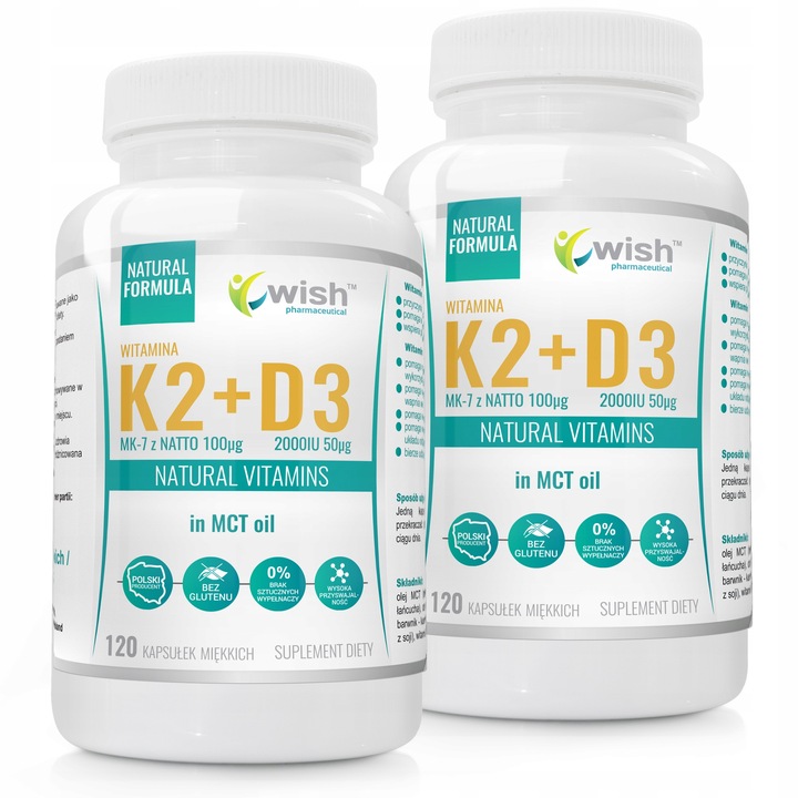 240kaps WITAMINA K2+D3 MK7 z natto 2000IU OLEJ MC