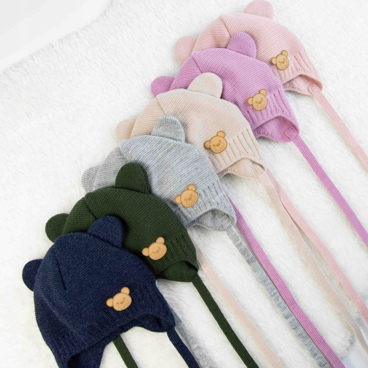 Czapka CZAPECZKA NIEMOWLĘCA dla noworodka wiązana WIOSNA JESIEŃ 36-38cm