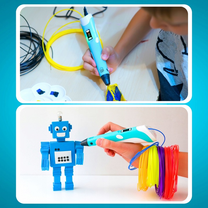 DŁUGOPIS 3D Dla Dzieci DRUKARKA 3D WKŁADY 150M Akcesoria Szablony Zestaw XL