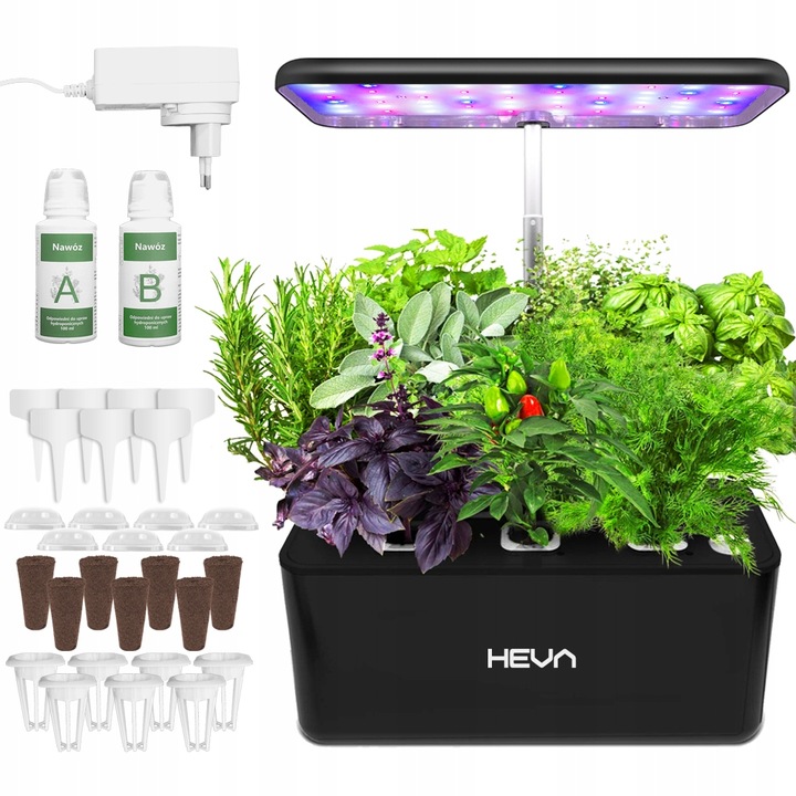 Doniczka hydroponiczna HEVA samopodlewająca idealna na zioła LED wzrost