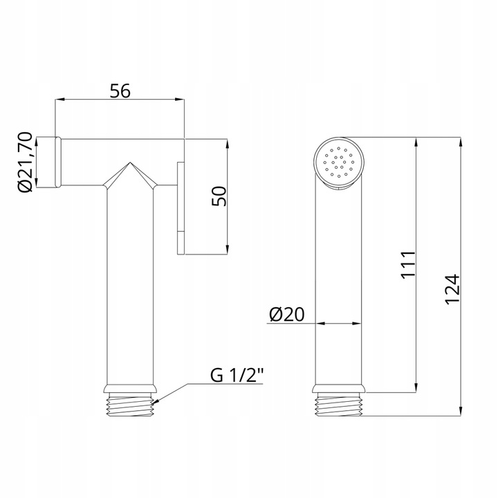 INVENA SŁUCHAWKA BIDETOWA, CHROM