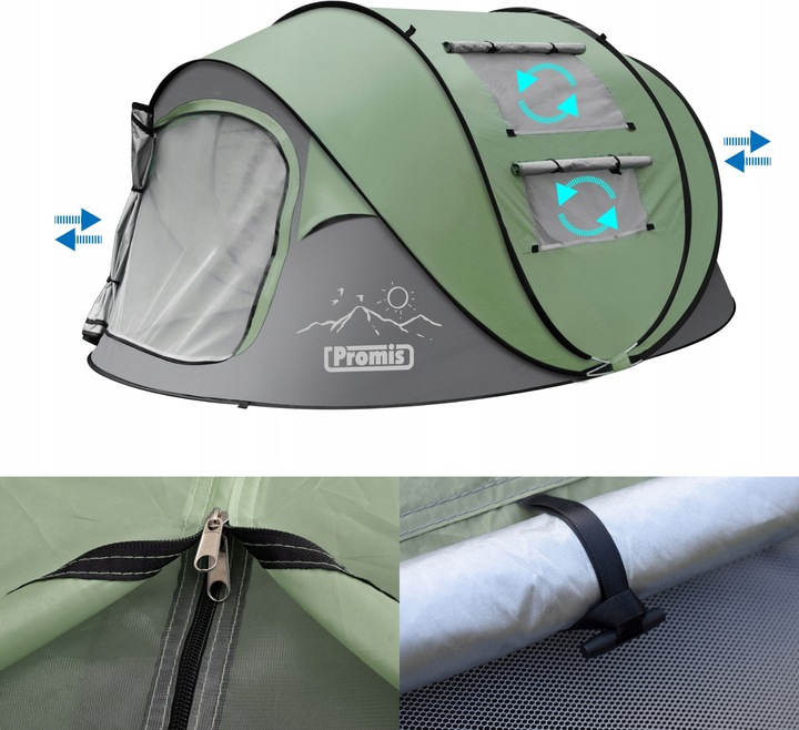 NAMIOT Turystyczny KEMPINGOWY 3 os. SAMOROZKŁADAJĄCY POP-UP Promis 3 SECOND