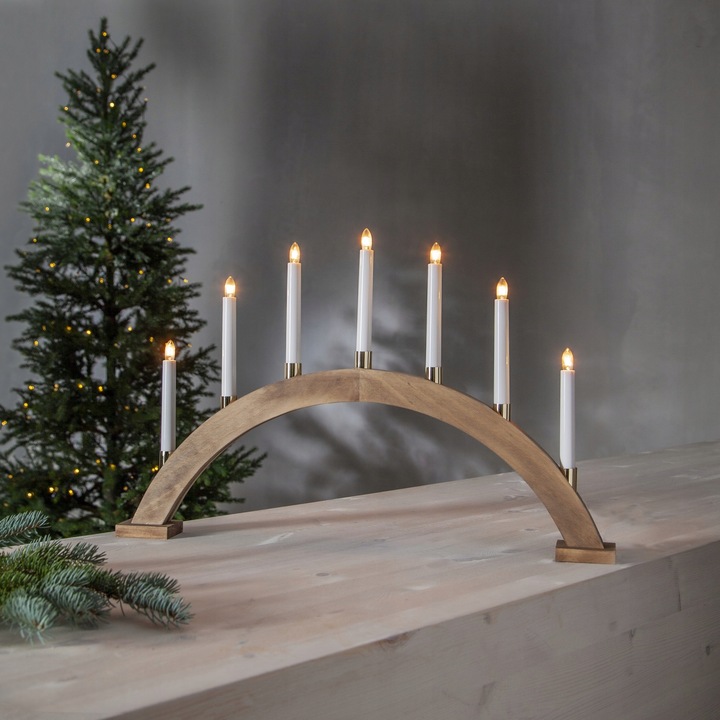 Świecznik adwentowy drewniany brązowy GILLIAN