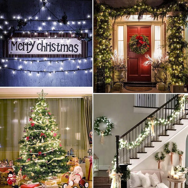 LAMPKI CHOINKOWE 500 LED ZEWNĘTRZNE BIAŁE ZIMNE + FLASH