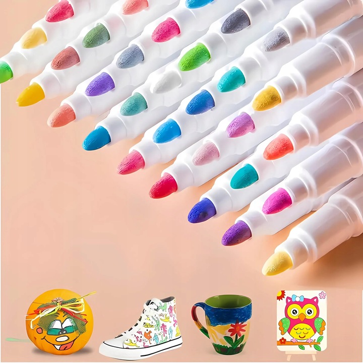 MARKERY AKRYLOWE PISAKI do KAMIENI UBRAŃ FLAMASTRY MAZAKI WODOODPORNE 24szt