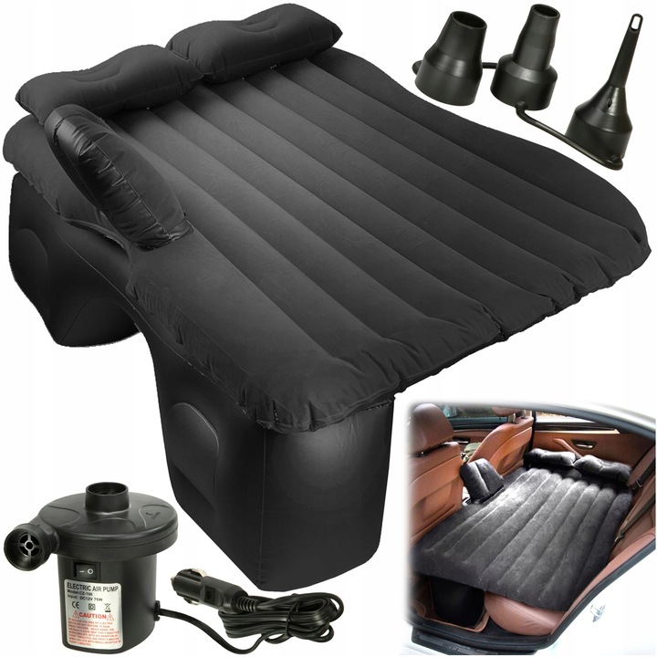 MATERAC DMUCHANY DO SAMOCHODU AUTA ŁÓŻKO DO SPANIA POMPKA POKROWIEC CZARNY