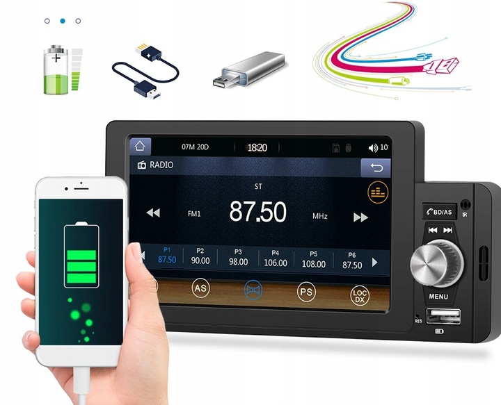 RADIO SAMOCHODOWE 1 DIN USB DOTYKOWE ANDROID AUTO CARPLAY MIRROR LINK