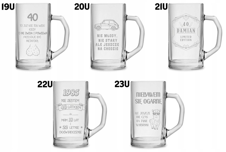 Duży kufel do piwa na prezent z grawerem 640ml logo tekst urodziny