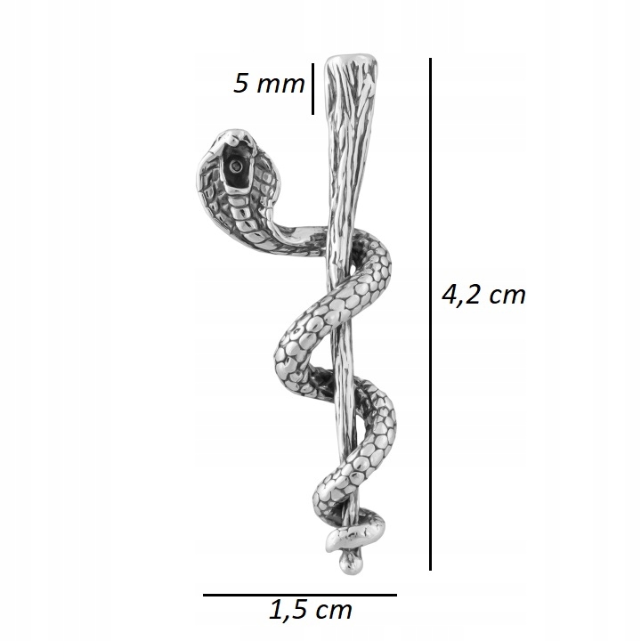 SREBRNA MĘSKA ZAWIESZKA WISIOREK LASKA ESKULAPA SREBRO PR. 925 NA PREZENT