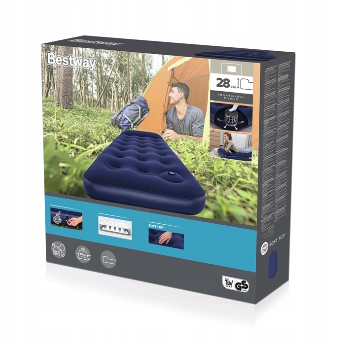 Materac Jednoosobowy Dmuchany z Pompką Łóżko do Spania Bestway 67223