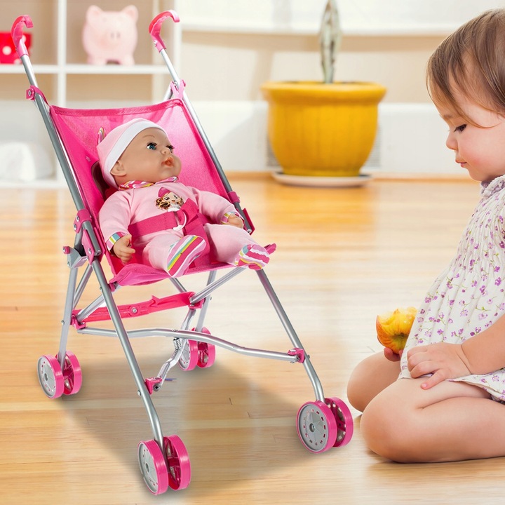 WÓZEK DLA LALEK SPACERÓWKA PARASOLKA JEDNOROŻEC LEKKI SKŁADANY SPACEROWY
