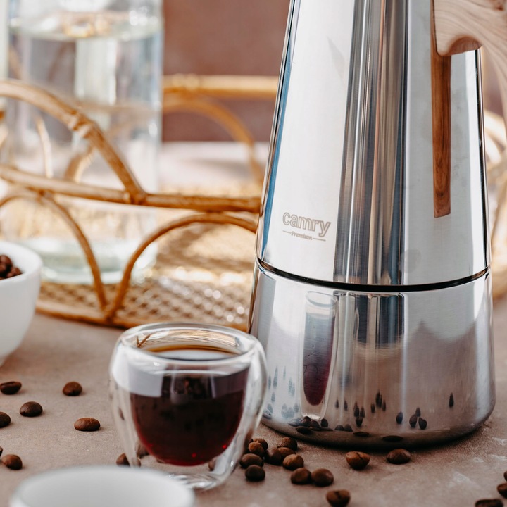 Kawiarka Zaparzacz do kawy 450ml Działa na indukcji, Gaz, Stalowa Camry