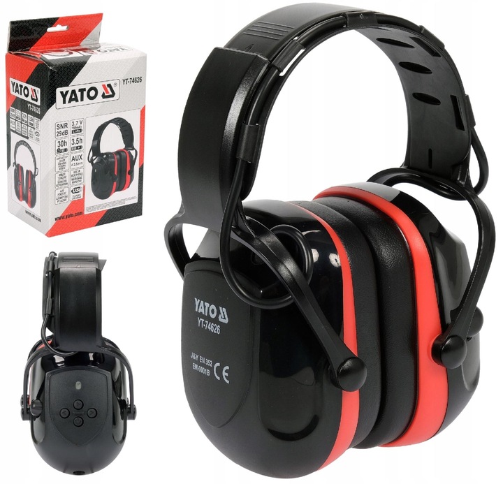 YATO NAUSZNIKI ELEKTRONICZNE PRZECIWHAŁASOWE BLUETOOTH SNR 29 dB MIKROFON
